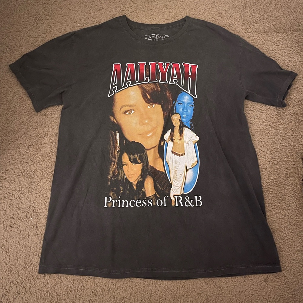 Aaliyah Black Graphic Tee - Princess of R&B